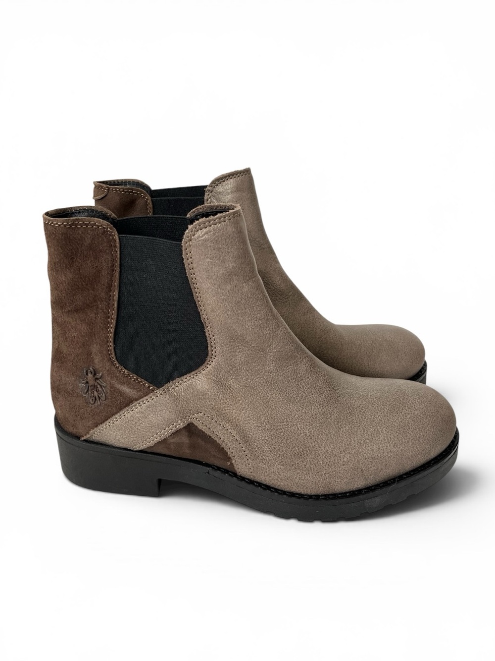 Fly London Two Tone Suede Chelsea Boots Booties Tan Brown Size 38